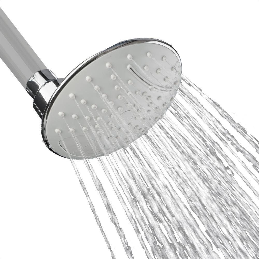 2-Spray 4.63 in. Single Wall Mount Waterfall Fixed Adjustable Shower Head in Brushed Chrome