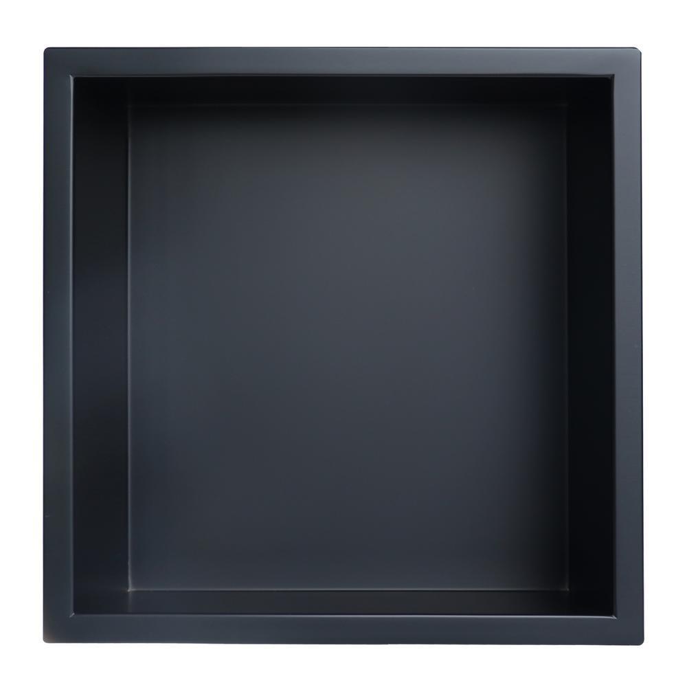 Showroom Series 12 in. x 12 in. Stainless Steel Shower Niche in Matte Black