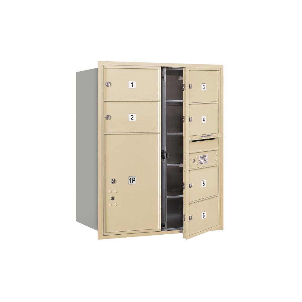 3700 Horizontal Series 6-Compartment with 1-Parcel Locker Recessed Mount Mailbox