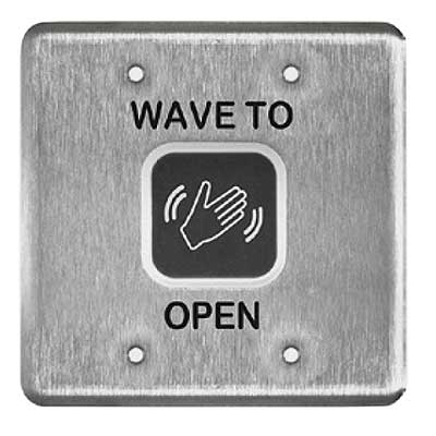 LCN 8310-810D HeavyDuty Touchless Actuator, Double Gang, Text & Wave Icon, 630/US32D Satin Stainless Steel