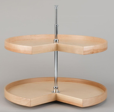 Rev-A-Shelf Natural Wood Kidney Shape 2 Shelf Lazy Susan Single Shelf with Aluminum Bearing LD-4NW-472-xx-1 Tall Rim Series