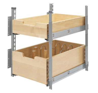 Rev-a-shelf Natural Maple Pilaster Kit w/ BLUMOTION Soft-Close for 18" Drawer/Door Base (1) Standard, One Tall, Silver Uprights 4PIL-18SC-SV-2