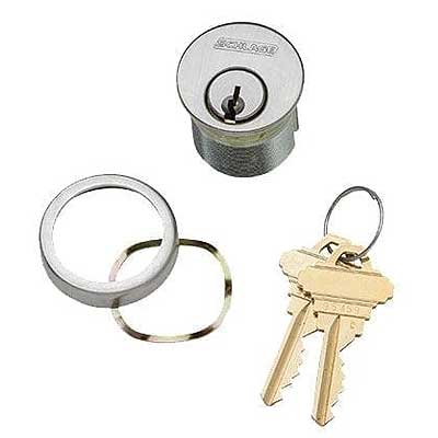 Schlage 30-001 C 134 626 Mortise Cylinder w/Compression Ring and Spring - 1-3/4", C Keyway, Schlage L Cam, Satin Chrome