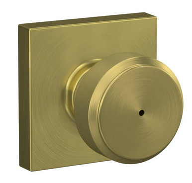 Schlage F40 Series Privacy Knob Bowery Series with a Collins Rosette