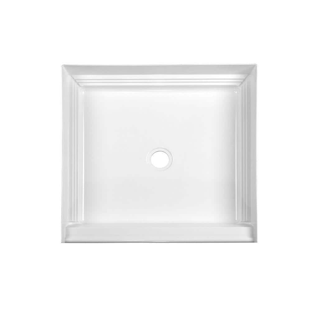 A2 32 in. x 32 in. Single Threshold Center Drain Shower Base in White