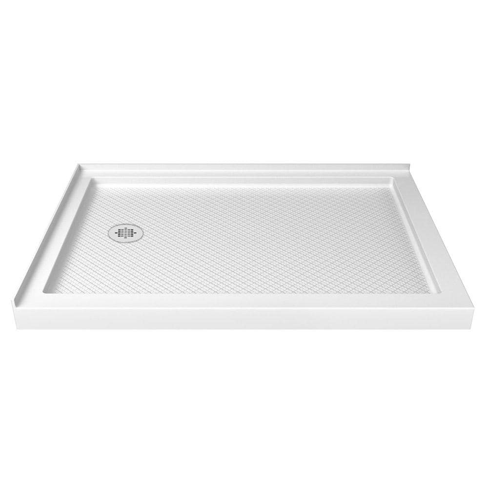 SlimLine 36 in. D x 60 in. W Double Threshold Shower Base in White with Left Hand Drain