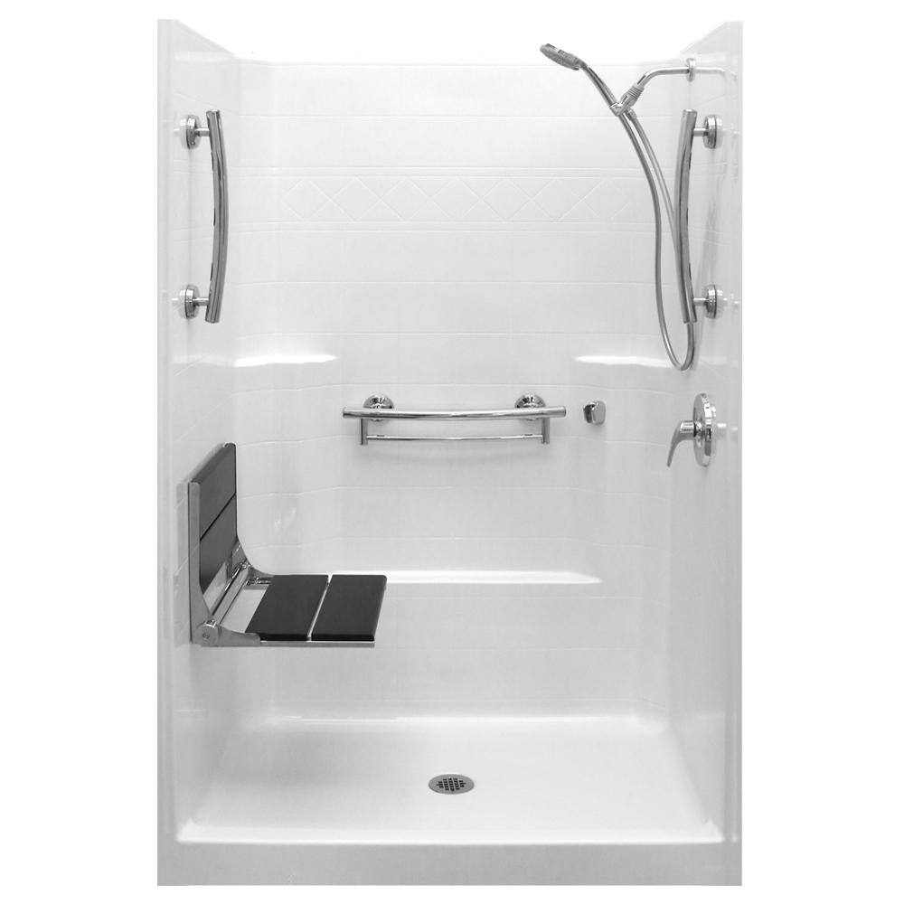 Imperial-SAFS 37 in. x 48 in. x 80 in. 1-Piece Low Threshold Shower Stall Package in White, RHS Shower Kit, Center Drain