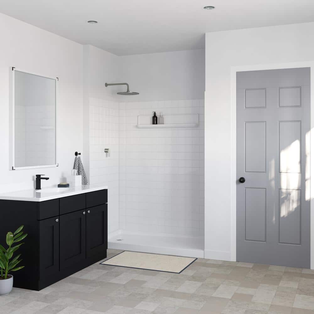 Veritek 32 in. x 60 in. Single Threshold Retrofit Left Drain Shower Pan in White