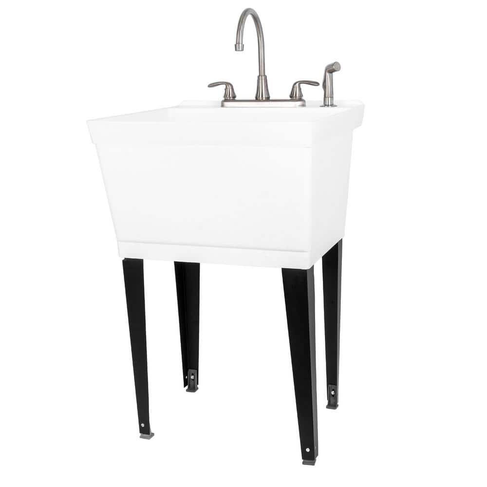 TEHILA 19 Gal. Utility Sink with Stainless Steel Faucet and Sprayer